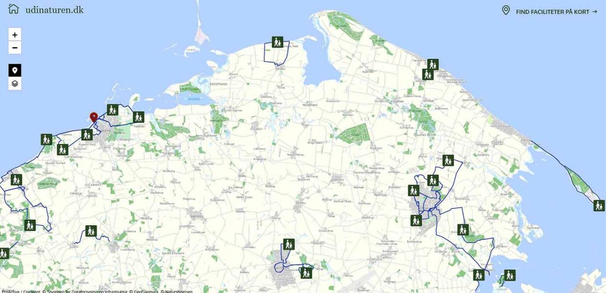 Vandreruter på Nordfyn på udinaturen.dk