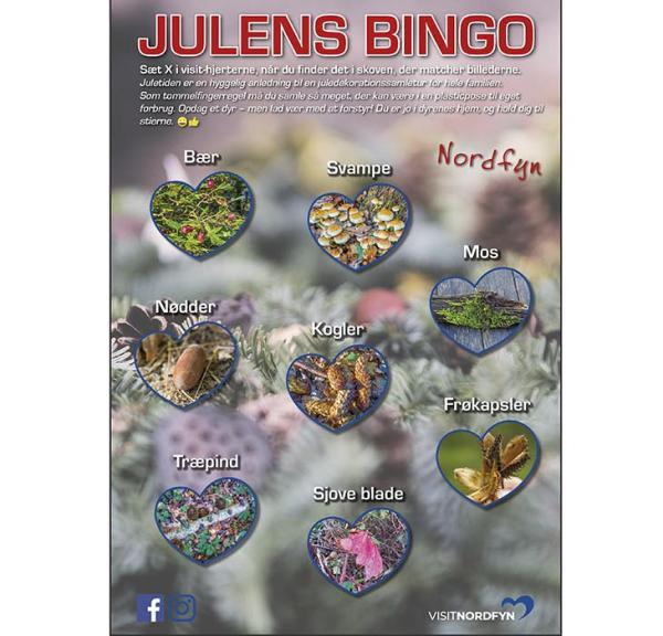 Julens bingo- illustration af bingoplade med juletema