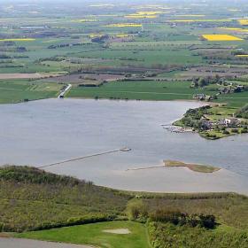 Vigelsø og Odense Fjord set fra luften