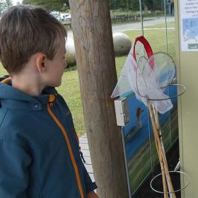 Junge mit Kescher am Naturraum bei Gyldensteen Strand
